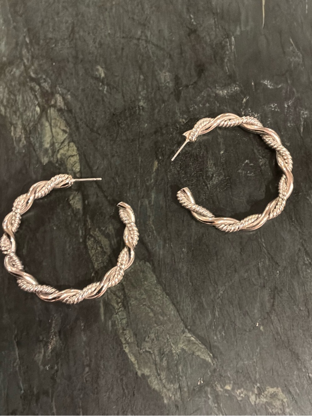 Twisted Rope Hoop Earrings - Picture 2 of 3